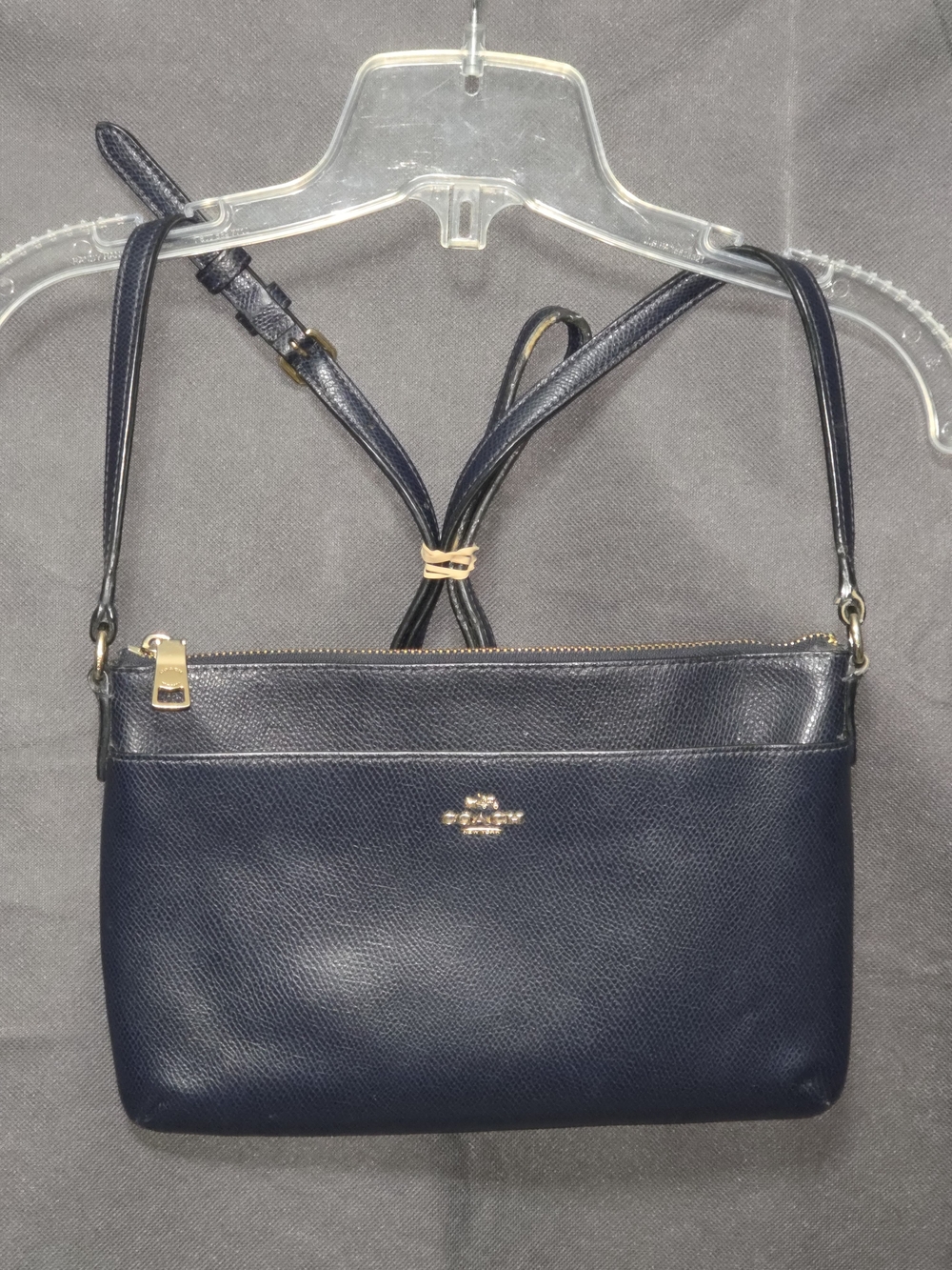 Coach Navy Blue Leather Crossbody Bag with Gold Hardware